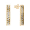 Yellow Gold Cubic Zirconia Bar Stud Earrings.