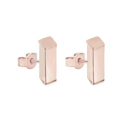 Rose Gold Bar Stud Earrings.