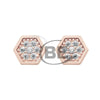 Rose Gold Cubic Zirconia Hexagon Stud Earrings.