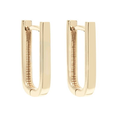 Yellow Gold Rectangle Huggie Earrings.