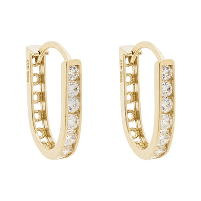 Yellow Gold Cubic Zirconia Huggie Earrings.