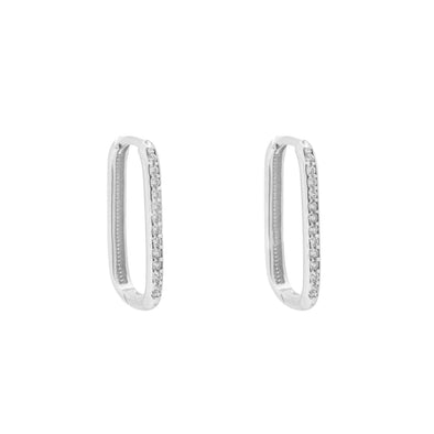 White Gold Cubic Zirconia Huggie Earrings.