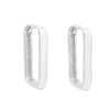 White Gold Rectangular Huggie Earrings.