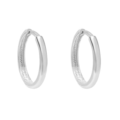 White Gold Huggie Earrings.