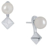 Sterling Silver Pearl and Stud Jacket Earrings