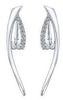 Sterling Silver Twisted White Sapphire Huggie Earrings