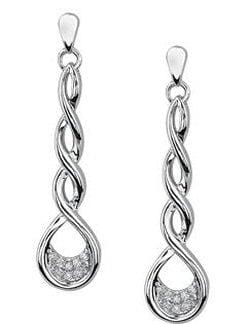 Sterling Silver Diamond Drop Earrings.