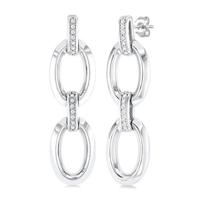 Sterling Silver Diamond Drop Earrings