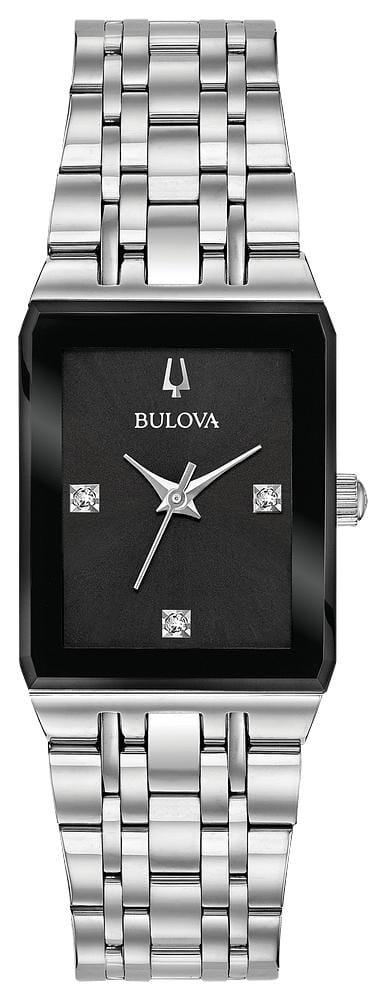 Bulova Ladies Silver Tone, Stainless Steel Bracelet Diamond Dial, 30m 3ATM Water Resistant Quartz Watch.