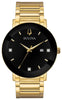 Bulova Gents Gold Tone, Stainless Steel Bracelet Diamond Dial, Date Only, 30m 3ATM Water Resistant Quartz Watch -