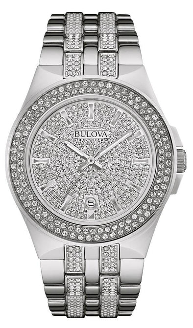 Bulova Gents Silver Tone, Stainless Steel Bracelet Date Only, 30m 3ATM Water Resistant Quartz Watch -