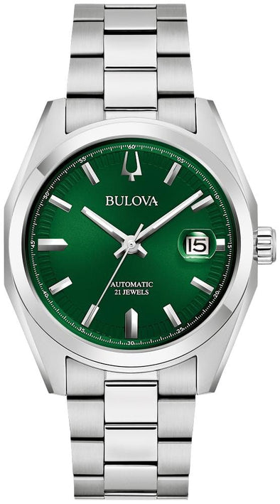 Bulova Gents Silver Tone, Stainless Steel Bracelet Date Only, Sapphire Crystal Automatic Watch -