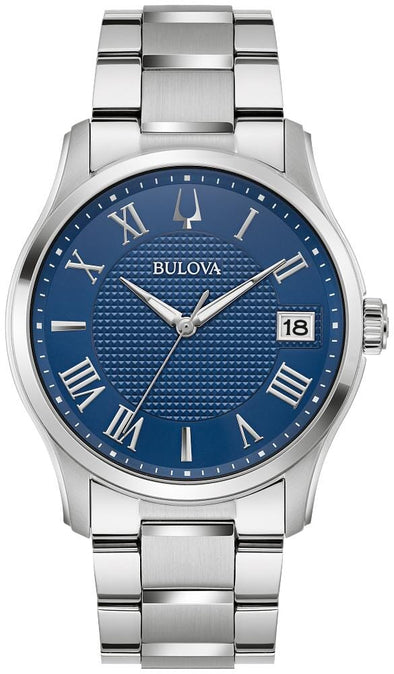 Bulova Gents Silver Tone, Stainless Steel Bracelet Date Only, 30m 3ATM Water Resistant Quartz Watch -