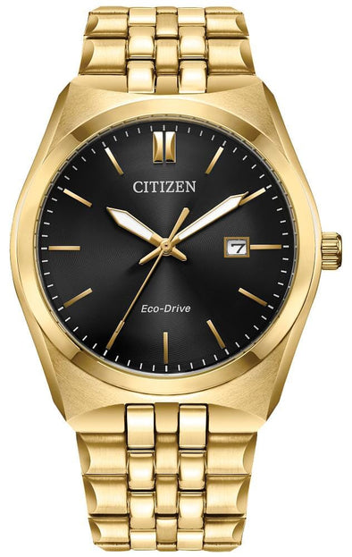 Citizen Gents Gold Tone, Stainless Steel Bracelet Date Only, 100m 10ATM Water Resistant Eco-Drive Watch -