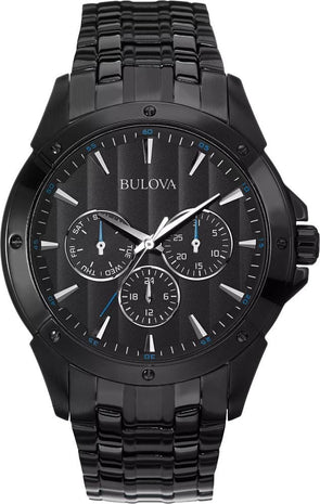 Bulova Gents Black Day & Date, 30m 3ATM Water Resistant, 24 Hour Dial Quartz Watch -