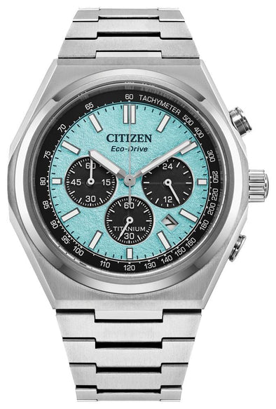 Citizen Gents Silver Tone, Titanium Date Only, Sapphire Crystal, 100m 10ATM Water Resistant, 24 Hour Dial Eco-Drive Watch -