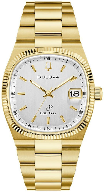 Bulova Gents Gold Tone, Stainless Steel Bracelet Date Only, Sapphire Crystal, 30m 3ATM Water Resistant Precisionist Quartz Watch -