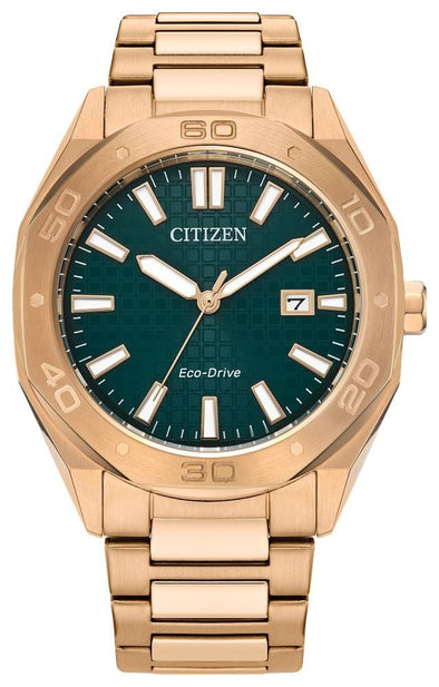 Citizen Gents Copper Tone Date Only, 100m 10ATM Water Resistant Eco-Drive Watch -