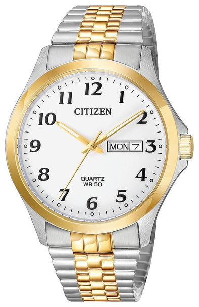 Citizen Gents Two Tone, Expansion Bracelet Day & Date Quartz Watch -