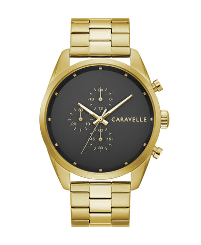 Caravelle New York Gents Gold Tone 24 Hour Dial Quartz Watch -