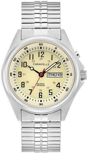 Caravelle New York Gents Silver Tone, Stainless Steel Bracelet, Expansion Bracelet Day & Date, 30m 3ATM Water Resistant Quartz Watch -