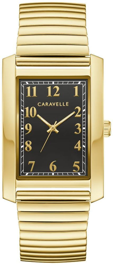 Caravelle Gents Gold Tone, Stainless Steel Bracelet, Expansion Bracelet 30m 3ATM Water Resistant Quartz Watch -