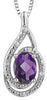 Sterling Silver Amethyst, Diamond Pendant Necklace.