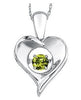 Sterling Silver Peridot Heart Pulse Pendant Necklace.