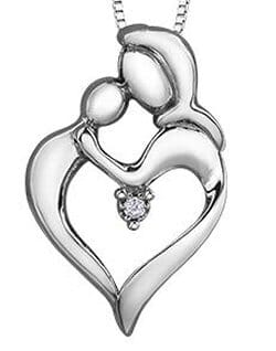 Sterling Silver Canadian Diamond "Mother's Embrace" Pendant Necklace.