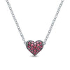 Sterling Silver Ruby Pave Heart Pendant Necklace.