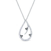 Sterling Silver White Sapphire Teardrop Pendant Necklace.