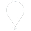 Sterling Silver White Sapphire Teardrop Pendant Necklace.