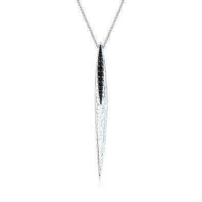 Sterling Silver Black Spinel Spiked Pendant Necklace.