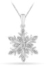 Sterling Silver Diamond Snowflake Pendant Necklace.