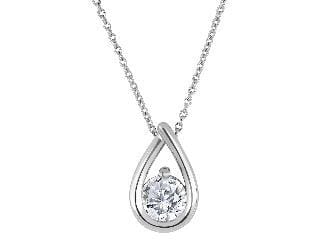 Sterling Silver Lab-Grown Diamond Drop Pendant Necklace.