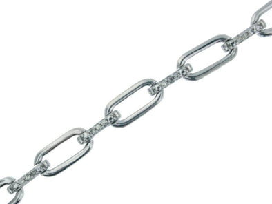 Sterling Silver Diamond Paperclip Tennis Bracelet.