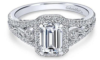 White Gold Engagement Ring. Featuring A Signature Created Lab Grown Center Diamond And Earth Mined Accent Diamonds.