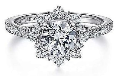 White Gold Engagement Ring. Featuring A Signature Created Lab Grown Center Diamond And Earth Mined Accent Diamonds.