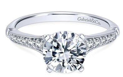 White Gold Engagement Ring. Featuring A Signature Created Lab Grown Center Diamond And Earth Mined Accent Diamonds.