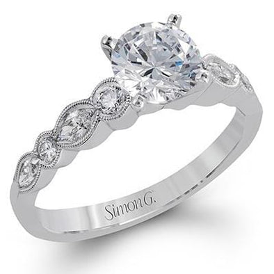 White Gold Engagement Ring. Featuring A Signature Created Lab Grown Center Diamond And Earth Mined Accent Diamonds.