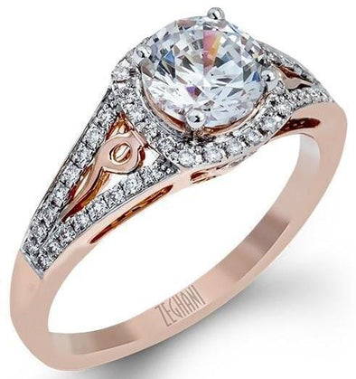 Rose Gold Engagement Ring. Featuring A Signature Created Lab Grown Center Diamond And Earth Mined Accent Diamonds.