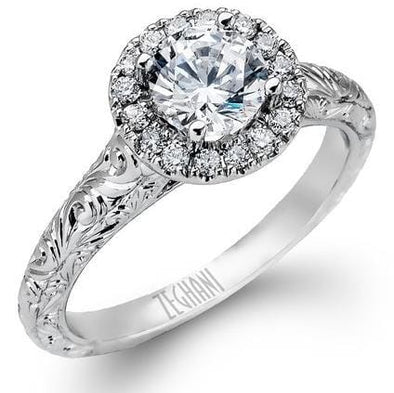 White Gold Engagement Ring. Featuring A Signature Created Lab Grown Center Diamond And Earth Mined Accent Diamonds.