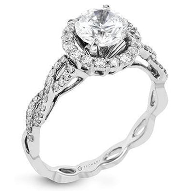 White Gold Engagement Ring. Featuring A Signature Created Lab Grown Center Diamond And Earth Mined Accent Diamonds.