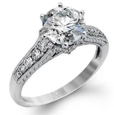 White Gold Engagement Ring. Featuring A Signature Created Lab Grown Center Diamond And Earth Mined Accent Diamonds.