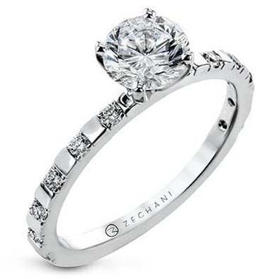 White Gold Engagement Ring. Featuring A Signature Created Lab Grown Center Diamond And Earth Mined Accent Diamonds.