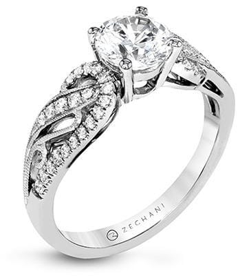 White Gold Engagement Ring. Featuring A Signature Created Lab Grown Center Diamond And Earth Mined Accent Diamonds.