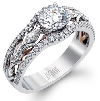 White Gold Engagement Ring. Featuring A Signature Created Lab Grown Center Diamond And Earth Mined Accent Diamonds.