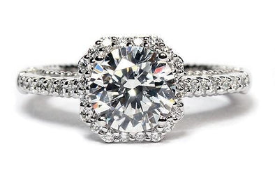 White Gold Engagement Ring. Featuring A Signature Created Lab Grown Center Diamond And Earth Mined Accent Diamonds.