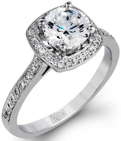 White Gold Engagement Ring. Featuring A Signature Created Lab Grown Center Diamond And Earth Mined Accent Diamonds.