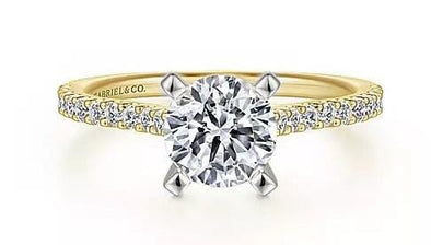 Yellow Gold Engagement Ring. Featuring A Signature Created Lab Grown Center Diamond And Earth Mined Accent Diamonds.